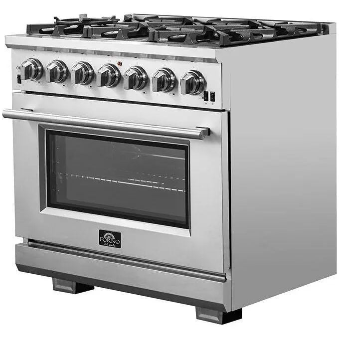 Forno 36 Inch Pro Gas Range, Dishwasher and Refrigerator Appliance Package