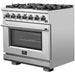 Forno 36 Inch Pro Gas Range, Wall Mount Range Hood and Dishwasher Appliance Package