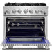 Forno 36 Inch Pro Gas Range, Wall Mount Range Hood and Refrigerator Appliance Package