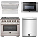 Forno 36 Inch Pro Gas Range, Wall Mount Range Hood, Microwave Drawer and Dishwasher Appliance Package