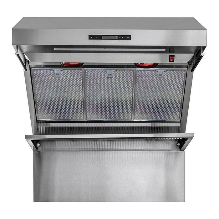 Forno 36-Inch Wall Mount Range Hood with Red Light Warmer, Shelf/Backsplash, and 1200 CFM Motor (FRHWM5029-36HB)