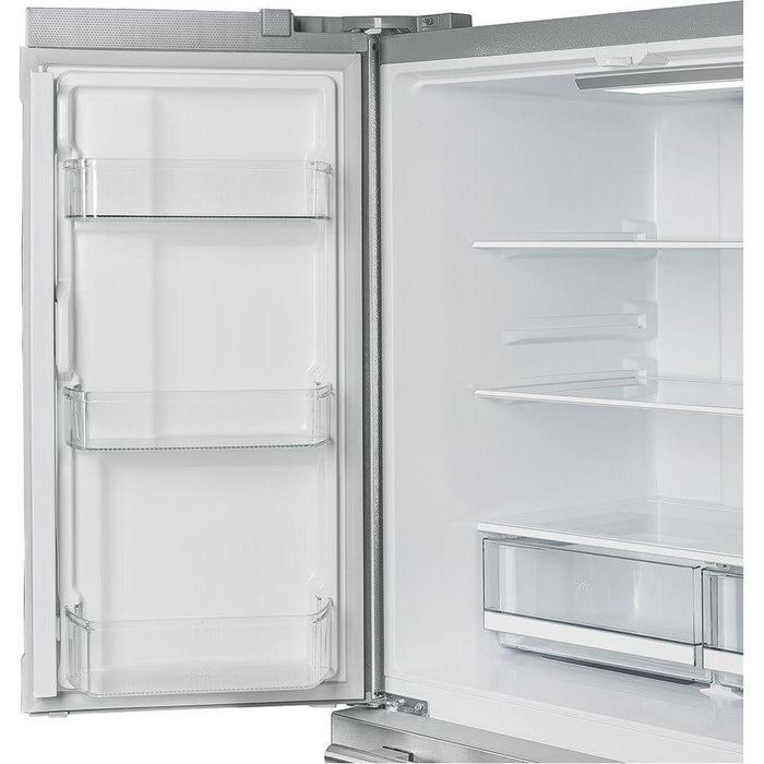 Forno 36" Moena French Door Refrigerator with 19 cu.ft with Double Freezer Drawer and Ice Maker FFRBI1820-36SB