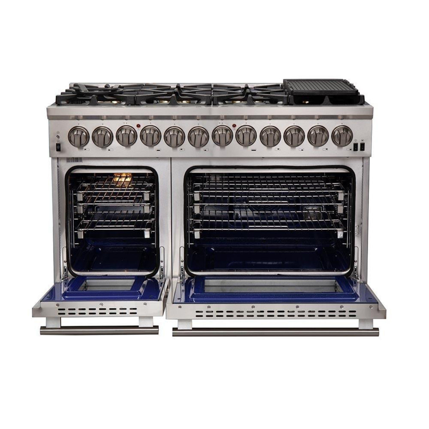 Forno 4-Piece Pro Appliance Package - 48-Inch Dual Fuel Range, Refrigerator, 24-Inch Microwave Drawer, & 3-Rack Dishwasher in Stainless Steel - AP4-6187-48-MWD