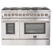 Forno 48" Dual Fuel Range, 56" Pro-Style Refrigerator & Stainless Steel Wall Mount Hood with Backsplash Appliance Package