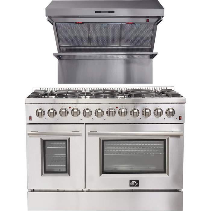 Forno 48" Dual Fuel Range + Wall Mount Range Hood Appliance Package