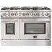 Forno 48" Gas Burner, Electric Oven Range, Range Hood, 36" Refrigerator, Dishwasher and Microwave Drawer Appliance Package