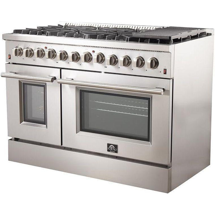 Forno 48" Gas Burner, Electric Oven Range, Range Hood, 60" Refrigerator, Dishwasher and Microwave Drawer Appliance Package