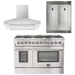 Forno 48" Gas Burner, Electric Oven Range, Range Hood and 60" Refrigerator Appliance Package