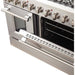 Forno 48" Gas Range, 56" Pro-Style Refrigerator and Stainless Steel Wall Mount Hood with Backsplash Appliance Package