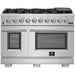 Forno 48" Gas Range, Refrigerator, Wall Mount Hood with Backsplash, Microwave Drawer and Stainless Steel 3-Rack Dishwasher Pro Appliance Package