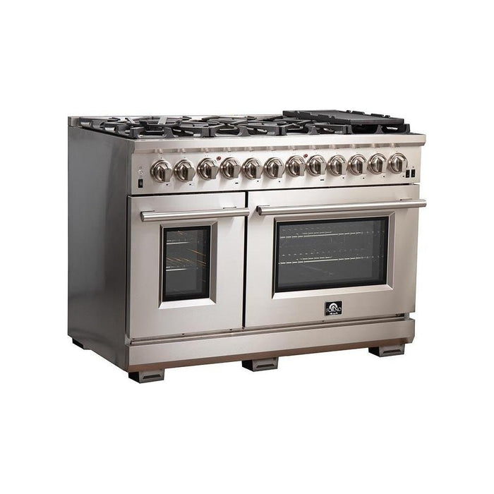 Forno 48-Inch Capriasca Dual Fuel Range with 240v Electric Oven - 8 Burners, Griddle, and 160,000 BTUs (FFSGS6187-48)