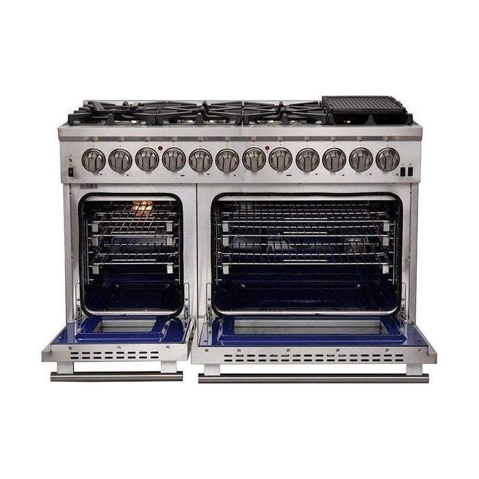 Forno 48-Inch Capriasca Dual Fuel Range with 240v Electric Oven - 8 Burners, Griddle, and 160,000 BTUs (FFSGS6187-48)