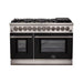 Forno 48-Inch Capriasca Dual Fuel Range with 8 Gas Burners and 240v Electric Oven in Stainless Steel with Black Door (FFSGS6187-48BLK)