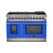 Forno 48-Inch Capriasca Dual Fuel Range with 8 Gas Burners and 240v Electric Oven in Stainless Steel with Blue Door (FFSGS6187-48BLU)