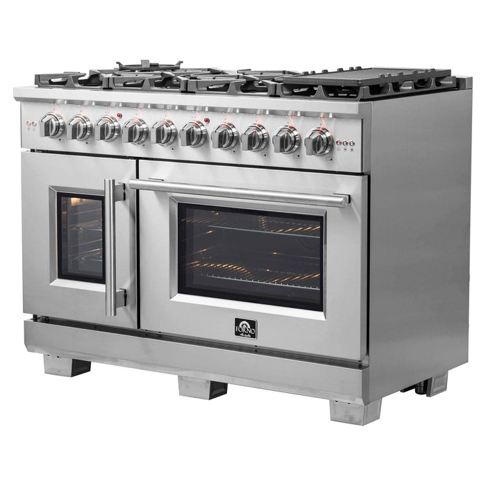 Forno 48-Inch Capriasca Gas Range with 8 Burners, 160,000 BTUs, & French Door Gas Oven in Stainless Steel (FFSGS6460-48)