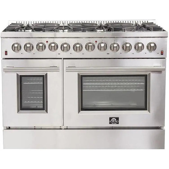 Forno 48 Inch Dual Fuel Range, Wall Mount Range Hood and Dishwasher Appliance Package