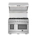 Forno 48 Inch Dual Fuel Range, Wall Mount Range Hood, Refrigerator, Microwave Drawer and Dishwasher Appliance Package