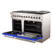 Forno 48-Inch Galiano Dual Fuel Range with 8 Gas Burners and 240v Electric Oven in Stainless Steel with Blue Door (FFSGS6156-48BLU)