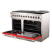 Forno 48-Inch Galiano Dual Fuel Range with 8 Gas Burners and 240v Electric Oven in Stainless Steel with Door (FFSGS6156-48RED)