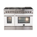 Forno 48-Inch Galiano Dual Fuel Range with 8 Gas Burners and 240v Electric Oven in Stainless Steel with White Door (FFSGS6156-48WHT)