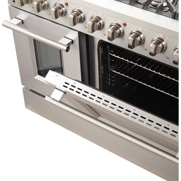 Forno 48-Inch Galiano Gas Range with 8 Burners and Reversible Griddle in Stainless Steel (FFSGS6244-48)