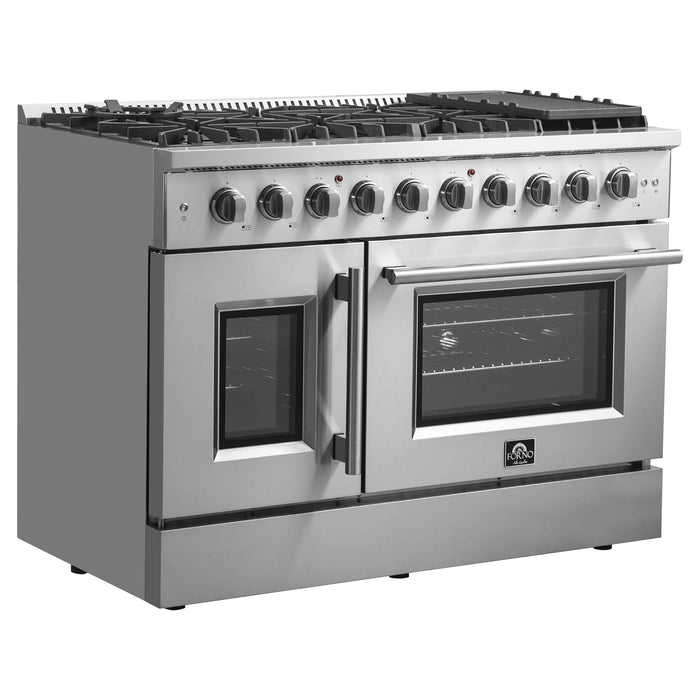 Forno 48-Inch Galiano Gas Range with 8 Gas Burners, 107,000 BTUs, & French Door Gas Oven in Stainless Steel (FFSGS6444-48)