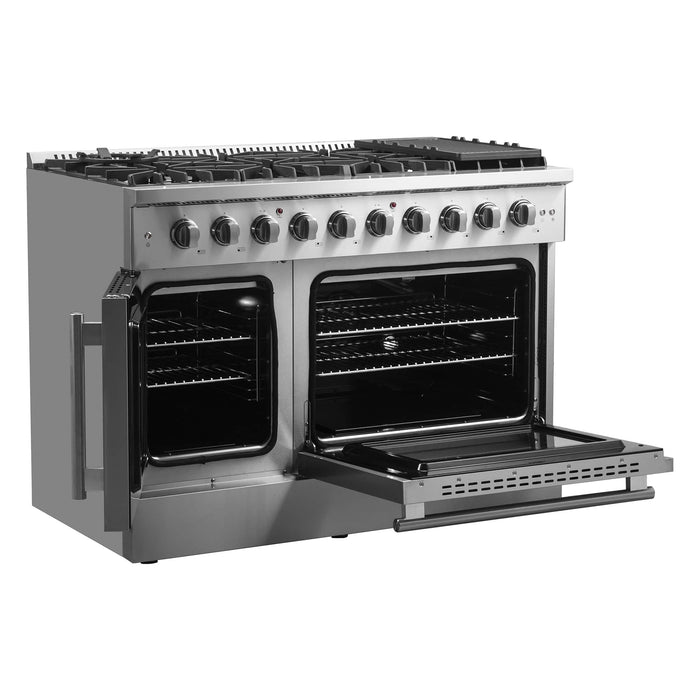 Forno 48-Inch Galiano Gas Range with 8 Gas Burners, 107,000 BTUs, & French Door Gas Oven in Stainless Steel (FFSGS6444-48)