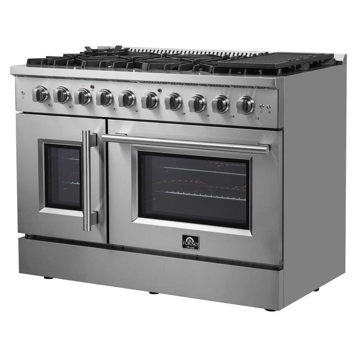 Forno 48-Inch Galiano Gas Range with 8 Gas Burners, 107,000 BTUs, & French Door Gas Oven in Stainless Steel (FFSGS6444-48)