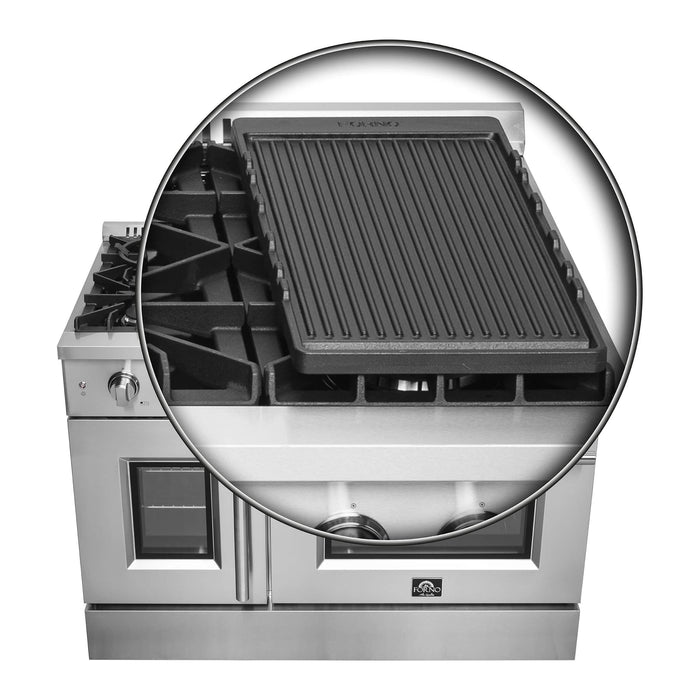 Forno 48-Inch Galiano Gas Range with 8 Gas Burners, 107,000 BTUs, & French Door Gas Oven in Stainless Steel (FFSGS6444-48)