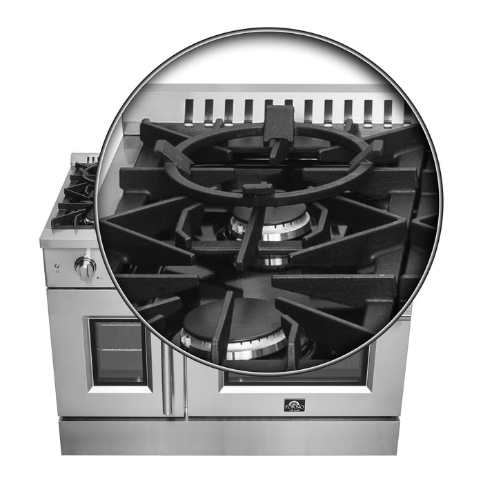 Forno 48-Inch Galiano Gas Range with 8 Gas Burners, 107,000 BTUs, & French Door Gas Oven in Stainless Steel (FFSGS6444-48)