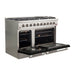 Forno 48-Inch Galiano Gas Range with 8 Gas Burners and Convection Oven in Stainless Steel with Black Door (FFSGS6244-48BLK)