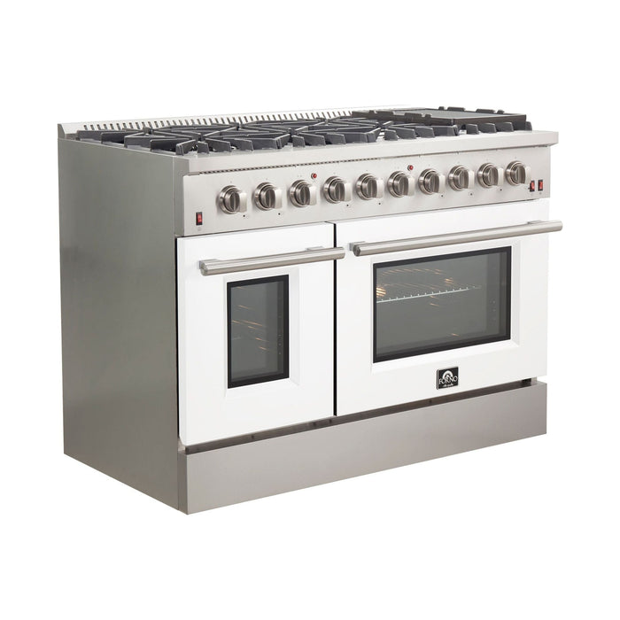 Forno 48-Inch Galiano Gas Range with 8 Gas Burners and Convection Oven in Stainless Steel with White Door (FFSGS6244-48WHT)