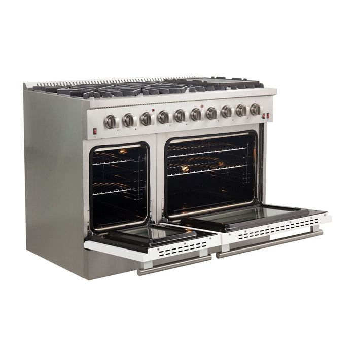 Forno 48-Inch Galiano Gas Range with 8 Gas Burners and Convection Oven in Stainless Steel with White Door (FFSGS6244-48WHT)