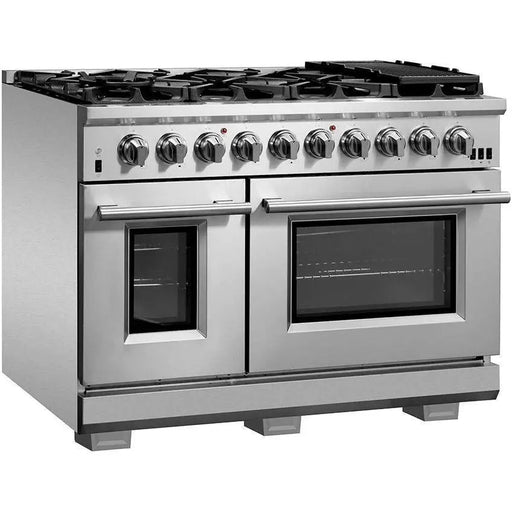 Forno 48 Inch Gas Burner/Electric Oven Pro Range and Wall Mount Range Hood Appliance Package