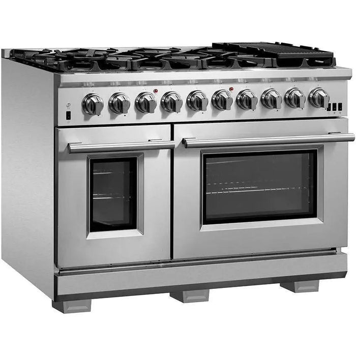 Forno 48 Inch Gas Burner/Electric Oven Pro Range, Dishwasher and Refrigerator Appliance Package