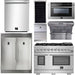 Forno 48 Inch Gas Burner/Electric Oven Pro Range, Range Hood, Refrigerator, Microwave Drawer, Dishwasher and Wine Cooler Appliance Package