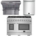 Forno 48 Inch Gas Burner/Electric Oven Pro Range, Wall Mount Range Hood and Dishwasher Appliance Package