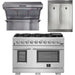 Forno 48 Inch Gas Burner/Electric Oven Pro Range, Wall Mount Range Hood and Refrigerator Appliance Package