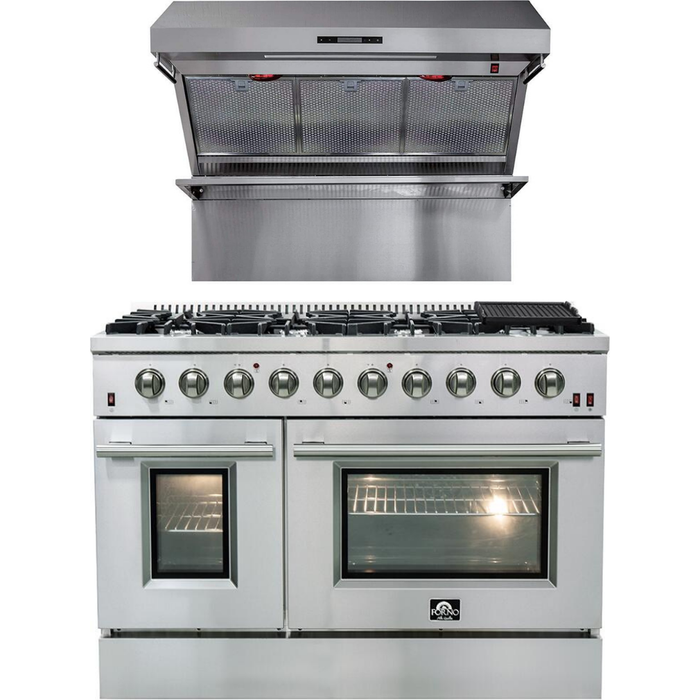 Forno 48 Inch Gas Range and Wall Mount Range Hood Appliance Package