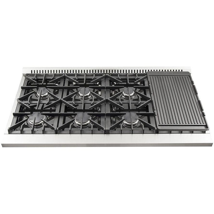 Forno 48 Inch Gas Range, Wall Mount Range Hood, Microwave Drawer and Dishwasher Appliance Package