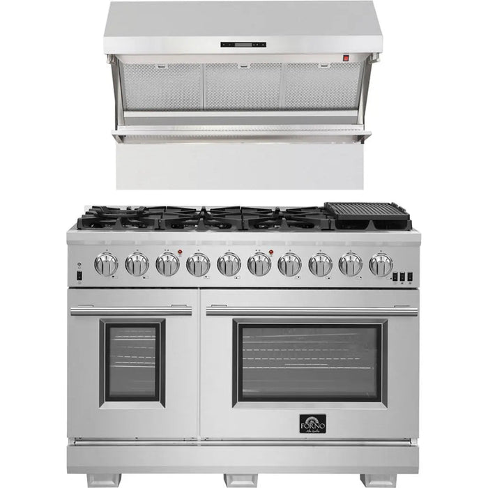 Forno 48 Inch Pro Gas Range and Wall Mount Range Hood Appliance Package