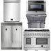 Forno 48 Inch Pro Gas Range, Wall Mount Range Hood, Refrigerator, Microwave Drawer and Dishwasher Appliance Package