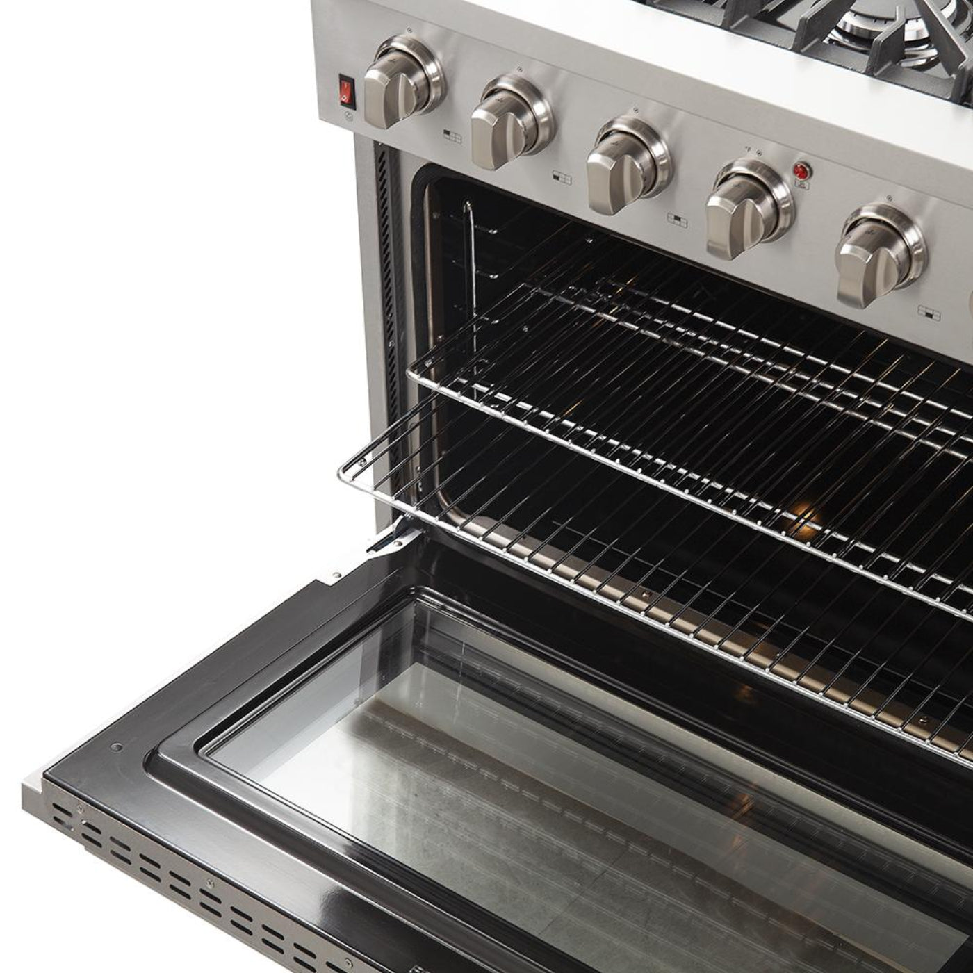Forno 4-Piece Appliance Package - 36-Inch Gas Range, Refrigerator, Wall Mount Hood, & 3-Rack Dishwasher in Stainless Steel - APR4-6244-36-H