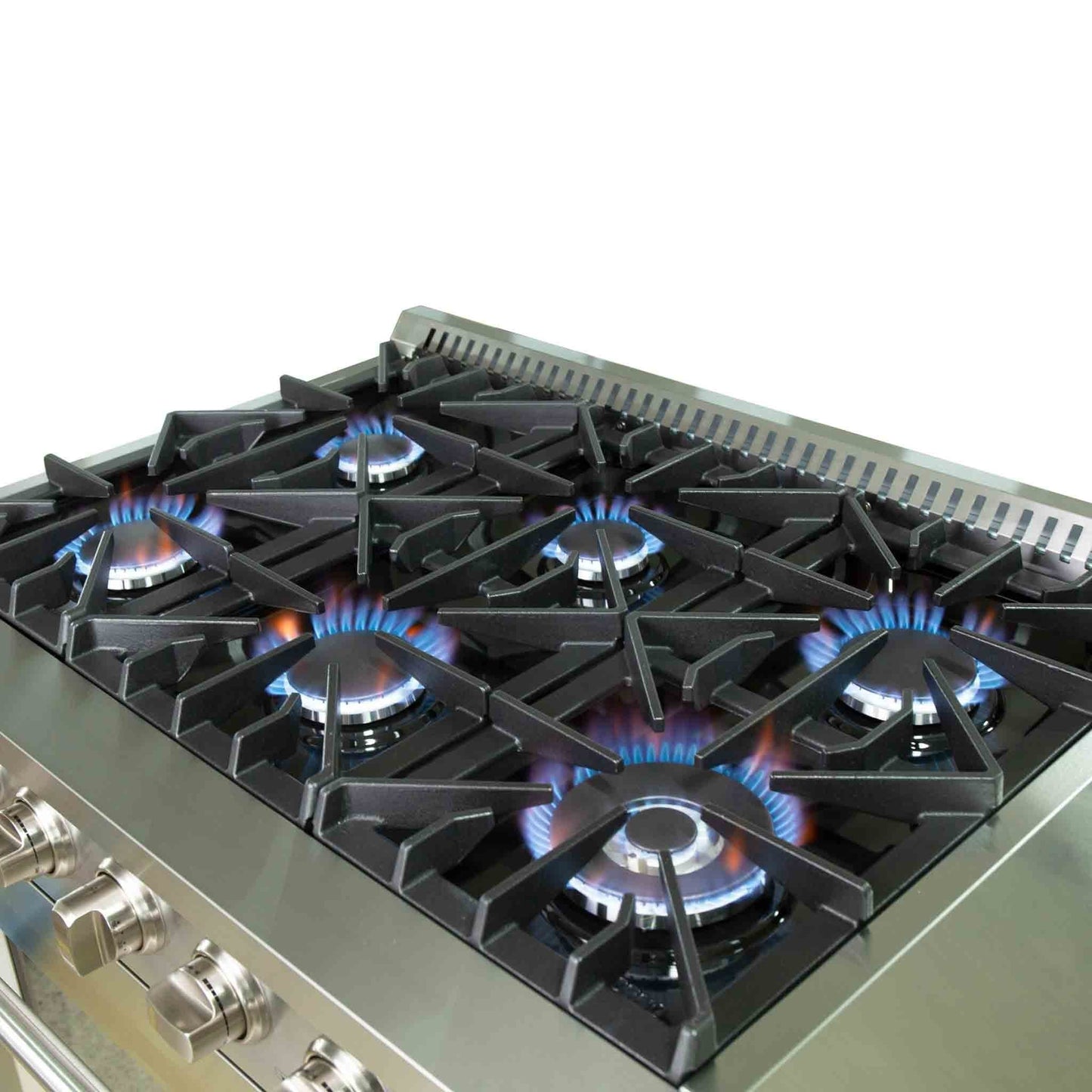 Forno 4-Piece Appliance Package - 36-Inch Gas Range, Refrigerator, Wall Mount Hood, & 3-Rack Dishwasher in Stainless Steel - APR4-6244-36-H