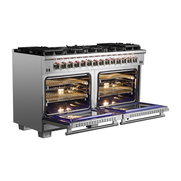 Forno 60-Inch Capriasca Dual Fuel Range with 240v Electric Oven - 10 Sealed Burners and 200,000 BTUs (FFSGS6187-60)