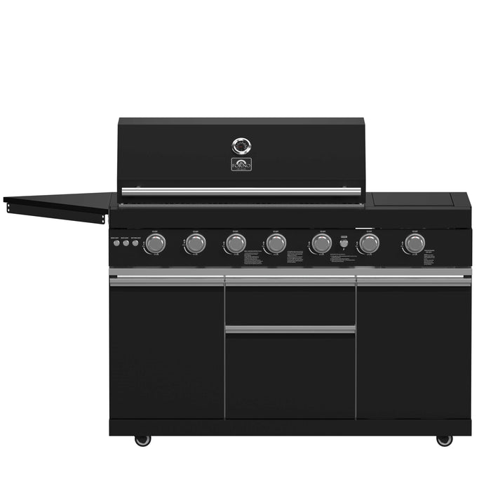 Forno All'Aperto Outdoor Kitchen Set with Grill, Sink & Bar Module, Gas Pizza Oven, Black Sintered Stone Countertops In Black FODKT2551BLK