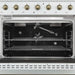 Forno Antico 36-inch Dual Fuel Range with 6 Gas Burner Cooktop and 4.5 Cu.Ft. Electric Convection Oven in White with Antique Brass Trim (FFSGS6113-36WHT)