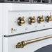 Forno Antico 36-inch Dual Fuel Range with 6 Gas Burner Cooktop and 4.5 Cu.Ft. Electric Convection Oven in White with Antique Brass Trim (FFSGS6113-36WHT)