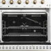 Forno Antico 48-inch Dual Range with 8 Gas Burner Cooktop and 5.5 Cu.Ft. Electric Convection Oven in White with Antique Brass Trim (FFSGS6113-48WHT)