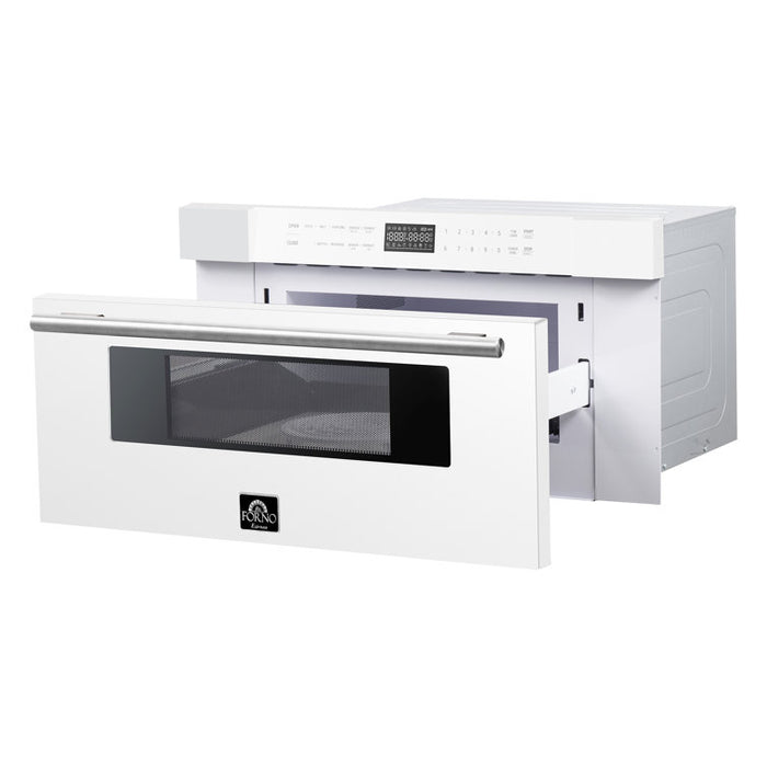 Forno Espresso Capoliveri 30 Inch 1.2 Cu. Ft. 1000 Watt Microwave Drawer In White FMWDR3000-30WHT